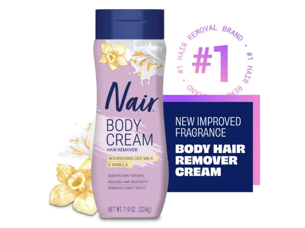 Nair Nourishing Oat Milk & Vanilla Body Cream, Hair Remover 7.9 Oz (224g), White