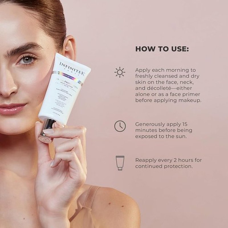 Infinitek Paris Tinted Mineral Face Sunscreen SPF 50 - UVA/UVB & Blue Light Protection | Matte Finish, Water Resistant | 1.75 fl oz / 50 ml