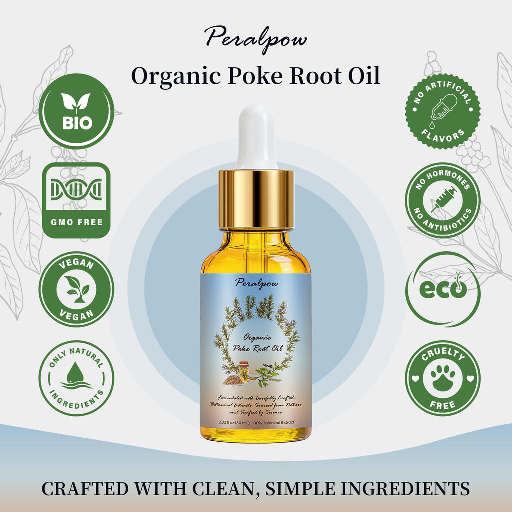 Organic Poke Root Infused Castor Oil | Deep Tissue & Lymphatic System Support | Natural Aid for Cysts, Fibroids, Muscle & Joint Comfort | 2.03 fl oz