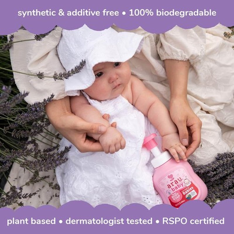Arau Baby Foam Body Soap - Natural Plant-Based Lavender Wash for Infants & Toddlers | 15.21 Fl Oz
