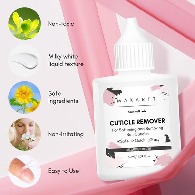 Makartt Cuticle Remover Liquid - 50ml Professional Softener for Dry Cuticles | Salon-Quality Nail Care