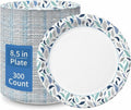 OuMuaMua 8.5 Inch Disposable Paper Plates - 300 Count, Soak Proof & Microwave Safe for Everyday Use