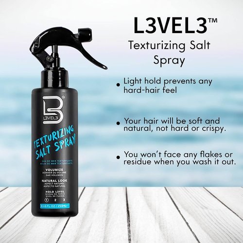 L3 Sea Salt Texturizing Spray - Create Beachy Waves with Light Hold - 8.45 Fl Oz