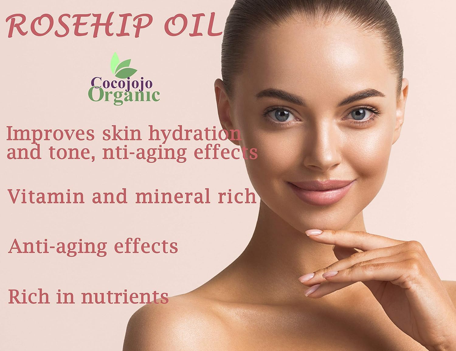 cocojojo Rosehip Oil for Face, Rose Oil for Face, Rose Hip Oil for Face, Rosehip Oil, Pure refined Cold Pressed All Natural for Hair Skin Face Body Nails Pure Oil - 32 Oz