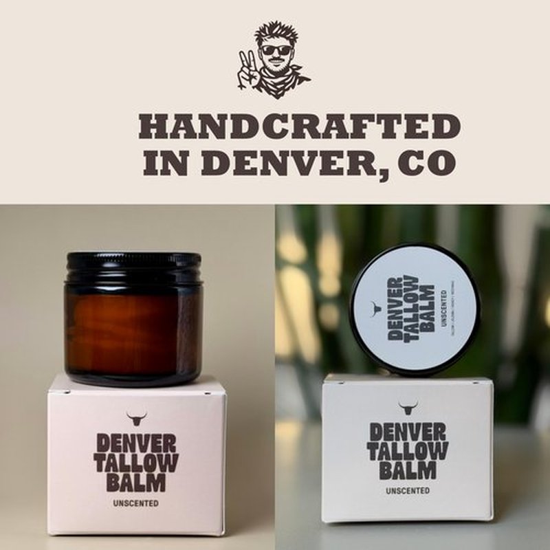 Denver Tallow Balm - Unscented - Grass Fed Beef Tallow, Organic Jojoba Oil, Raw Honey, Raw Beeswax
