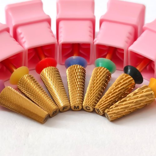 MagiBling Cross Cut Nail Drill Bits, 3/32'' Professional Middle Size Tungsten Carbide Tapered Barrel Bit, Left and Right Hand Use, Manicure Pedicure Cuticle Soft Hard Gel Polish Fast, Fine