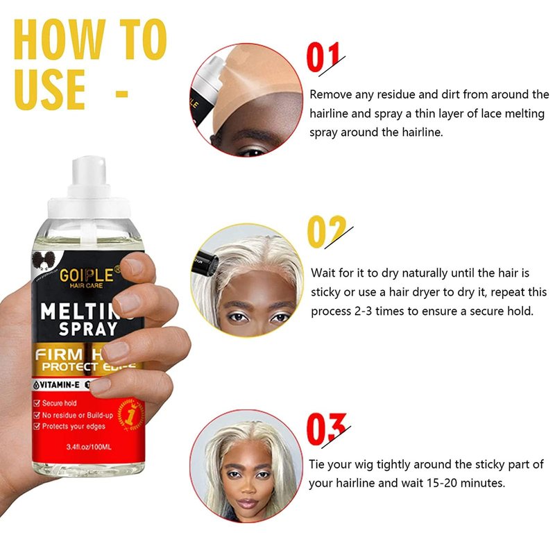 Wig Glue for Front Wigs Adhesive for Closure Wigs Extensions - Lace Melting Spray for Wigs Lace Front Hair Glue Tools with Remover Hair Wax Stick Edge Control Wig Cap Edge Comb Elastic Bnad Set