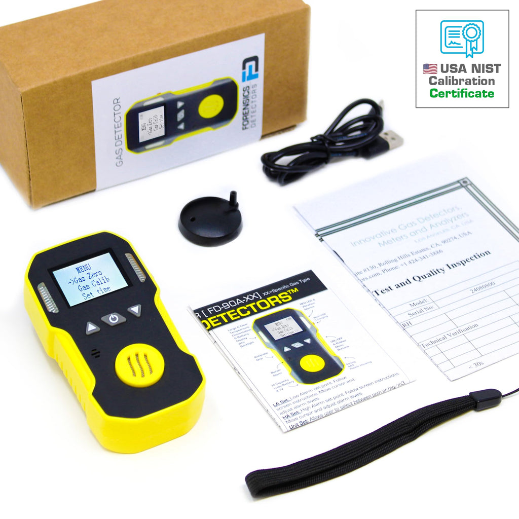Diborane Gas Detector (B2H6) by Forensics | USA NIST Calibration & Certificate | Dust & Explosion Proof | USB Recharge | Sound, Light and Vibration Alarms | 0-5 ppm |