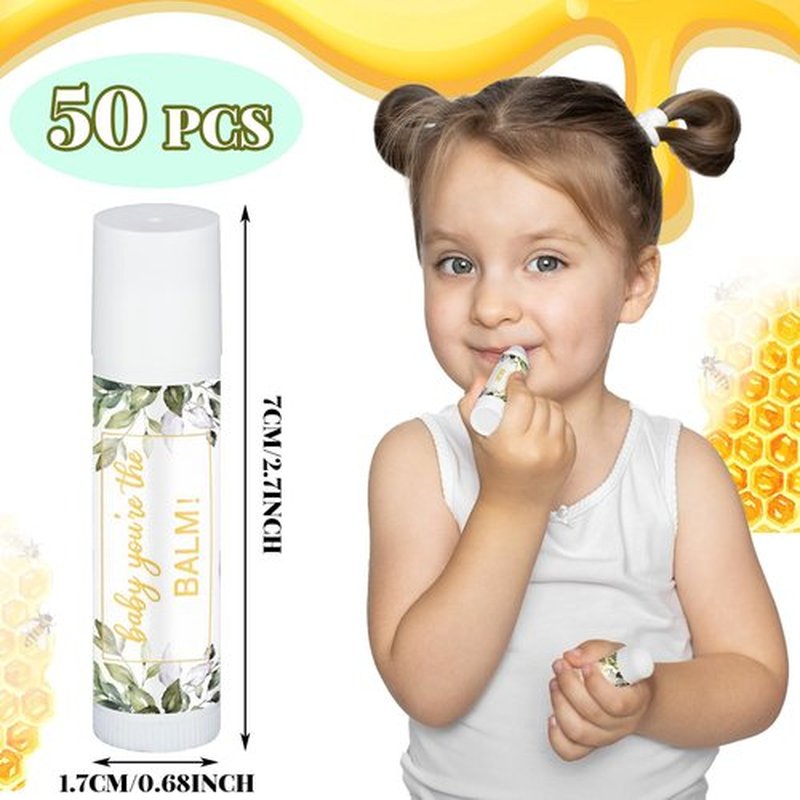Siifert 50 Pack Greenery Baby Shower Lip Balm Favors Bulk Baby Shower Party Supplies for Guests Bulk Gender Reveal Prizes Souvenirs Inspirational Thank You Gifts Lips Balm Party Supplies