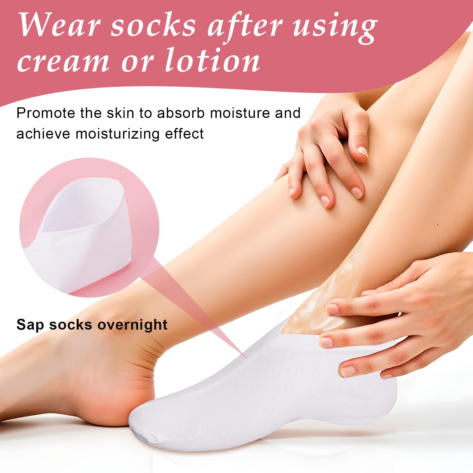 Wanmu 4 Pairs Moisturizing Socks Overnight, Lotion Socks for Dry Feet, Cotton Moisture Enhancing Socks, Soft Spa Absorbing Socks for Foot Care, Cosmetic Therapy Socks for Women and Men