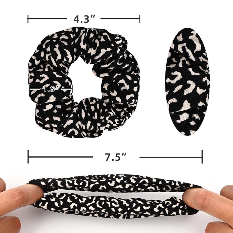 Yonchic 10-Piece Animal Print Satin Hair Scrunchies for Women & Girls, Cute No Damage Hair Ties Stylish Ponytail Holders, Fashion Rubber Bands for Women’s Thin/Thick Hair (Leopard Print)