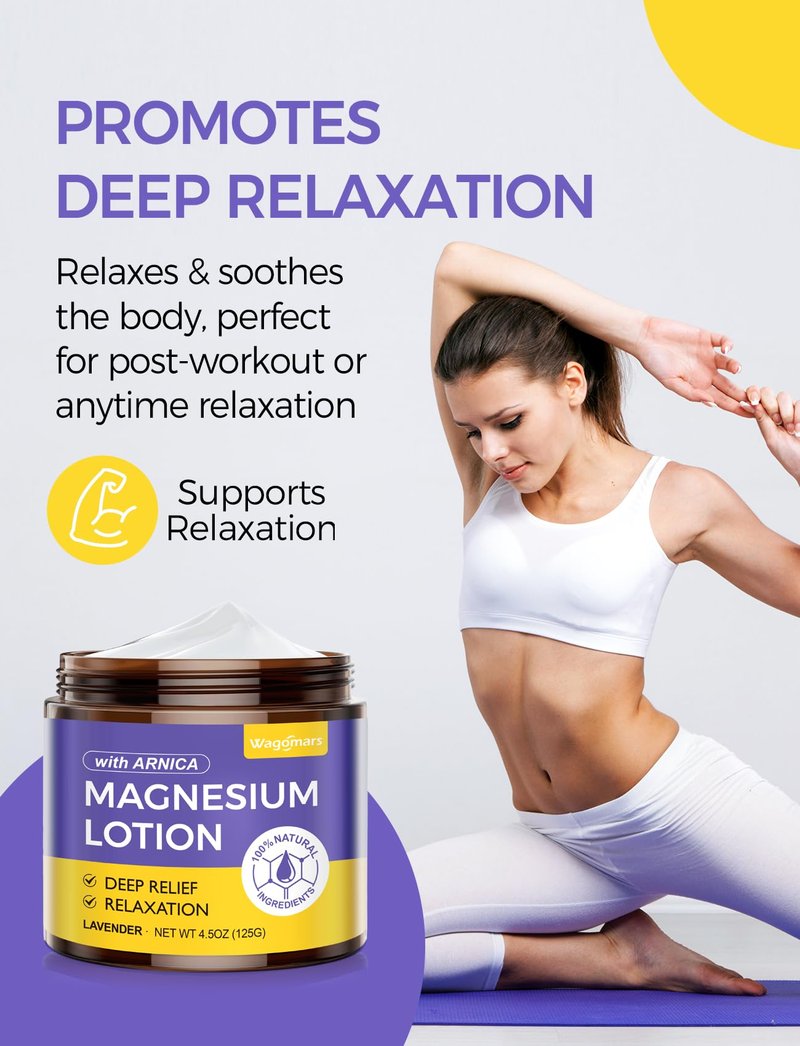 Wagomars Natural Soothing Magnesium Lotion - Topical Nighttime Magnesium Cream with Arnica, Shea Butter & Coconut Oil for Legs & Muscles - Skin Comfort, Relaxation & Deep Hydration - Safe for Kids