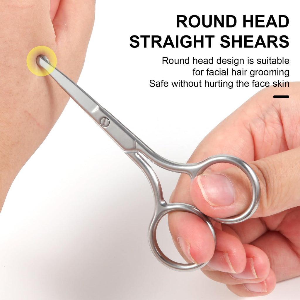 FEITA Small Nose Hair Scissors, Round Tip Design - Men's Grooming Scissors for Facial Safety, Beauty Use for Woman, Makeup, Eyebrow, Lashes, Mustache