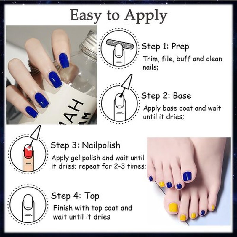 Cobalt Blue Gel Nail Polish - Highly Glossy and Reflective Royal Blue Shades for Women's Manicure Salon and Starter, 13 ML