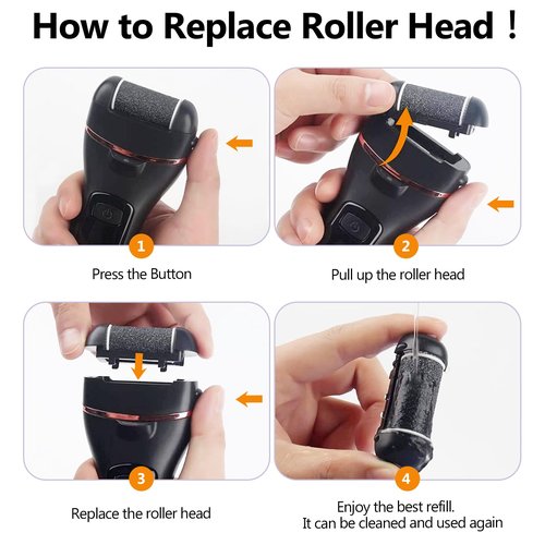 6 Pack Replacement Roller Refill Heads for Electric Foot Callus Remover, Electric Pedicure Tools Refill Heads with Extra, Regular, Fine Coarse 2 Each, Foot File Refill Roller