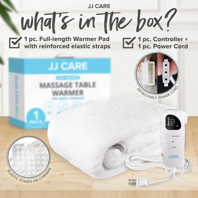 JJ CARE Massage Table Warmer - Digital 5 Heat Settings | 31"x71" Fleece Pad with Detachable 12 FT Cord & Overheat Protection
