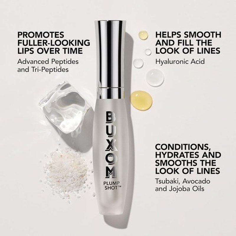 Buxom Plump Shot Lip Serum - Peptide-Infused Gloss with Hyaluronic Acid & Avocado Oil | 0.15 Oz