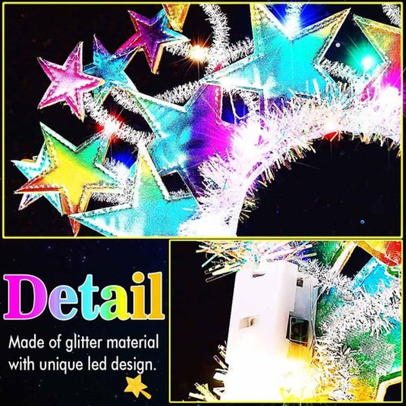 GORTIN Light up Star Headband LED Headpiece Carnival Festival Costume Hair Accessories for Women (Colorful)
