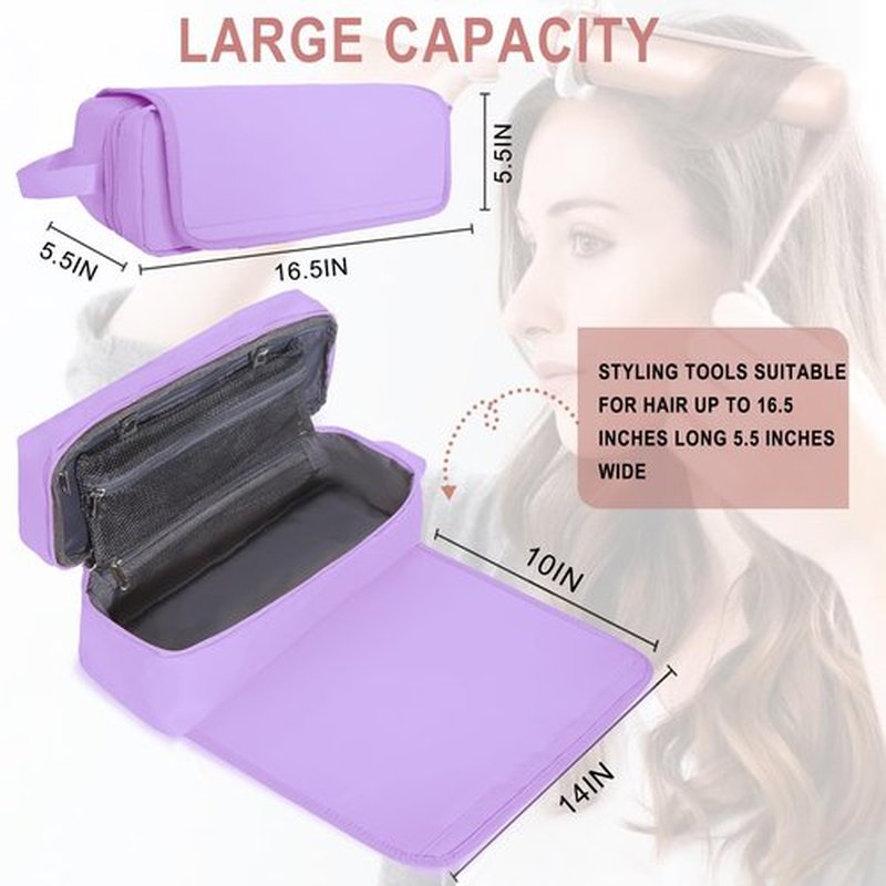 FAMOPLAY Hair Tools Travel Bag with Heat Resistant Mat Hair Styling Accessories Storage Case for Hair Dryer Flat Iron Straightener Curling Iron Haircare Accessories Travel Essentials for Women