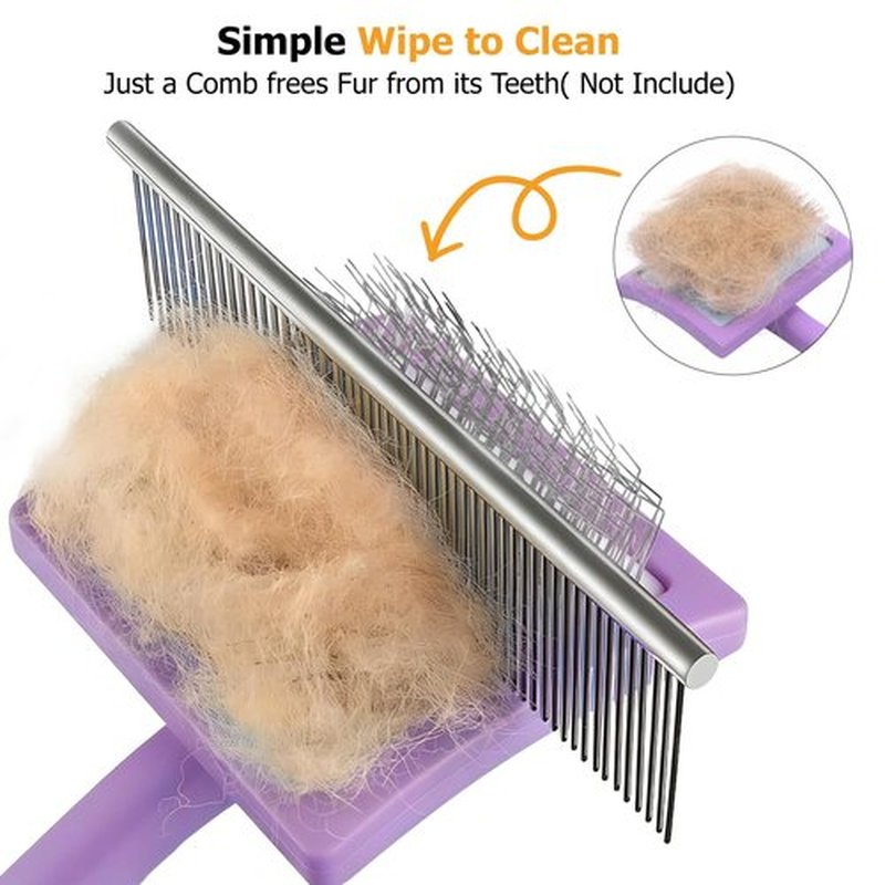 Homyneer Extra-Long Pin Slicker Brush for Large Dogs, Removes Tangles, Mats & Undercoat Fluff, Wood Handle, Grooming Tool for Poodle Goldendoodle Labradoodle & Thick-Coat Breeds, Purple