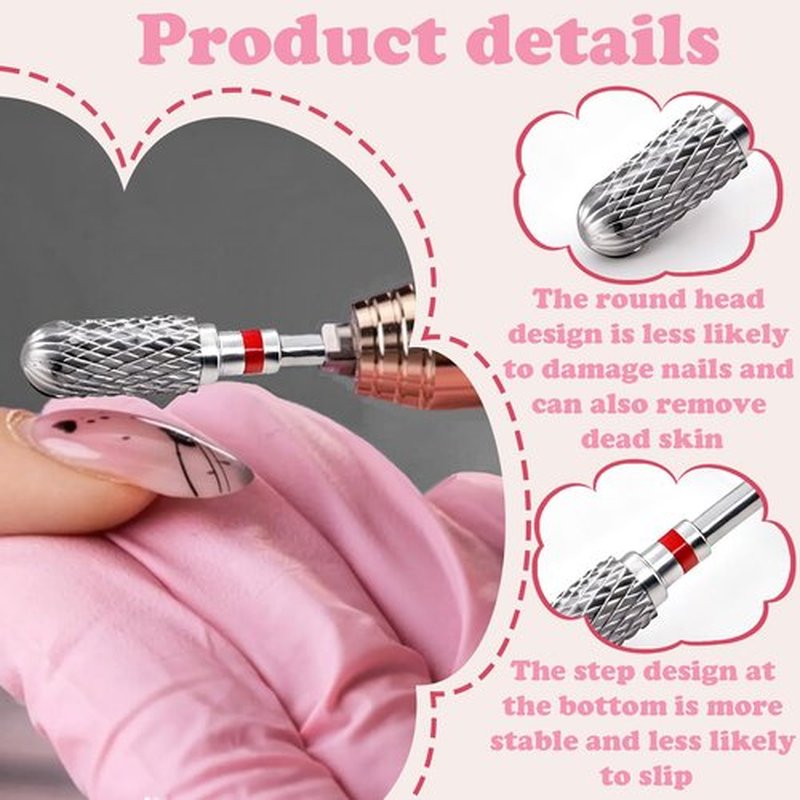 FATUXZ 3/32" Carbide Nail Drill Bits,Gel Polish Remover Drills Bit,Cuticle Clean Nail Drills Bit,Professional Nails Art Tools,Remover Drills Bit Art Supplies for Nail and Cuticle (Fine - F)