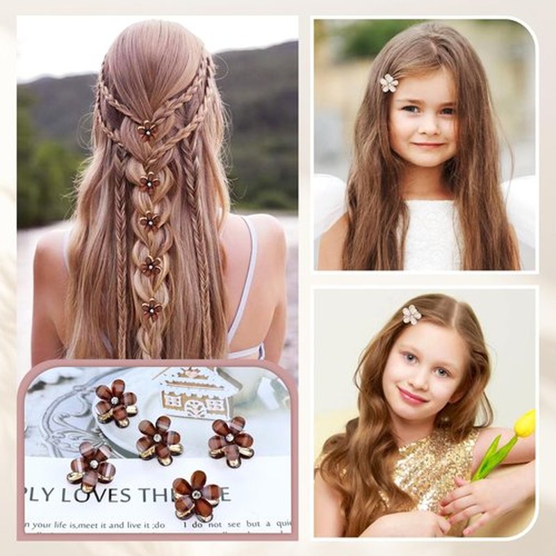 Dizila 40 Pieces 2cm/0.8" Small Mini Crystal Flower Hair Claws Clips Floral Hair Barrettes Hair Accessories for Women Girls Teens Kids Toddlers