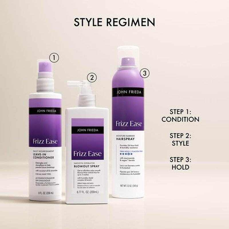 John Frieda Frizz Ease Daily Nourishment Leave-In Conditioner, Anti-Frizz Leave-in Conditioner for Curly Hair and Straight Hair, 8 Fl Oz
