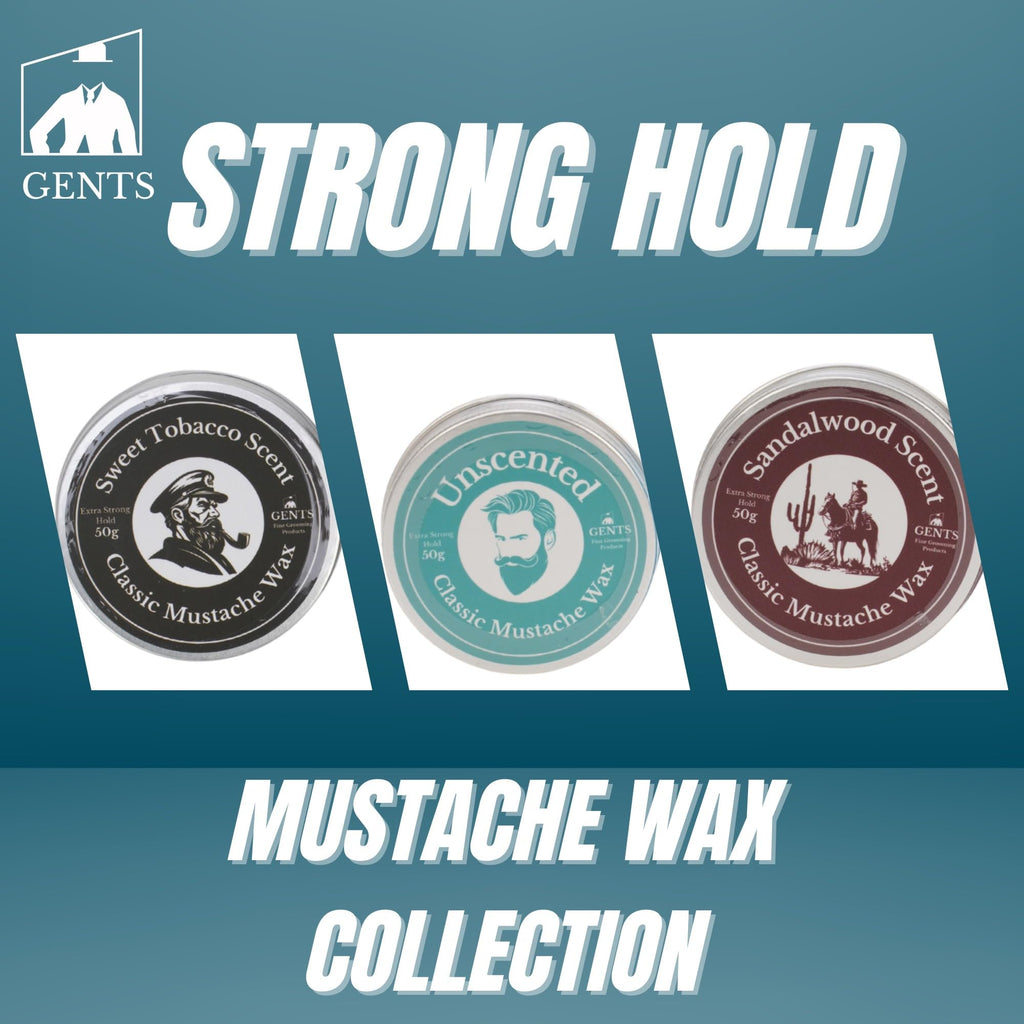 G.B.S 3 Mustache Wax Set – Sandalwood, Sweet Tobacco & Unscented – Includes Pocket Mustache Comb & Unbreakable 5-in Fine & Coarse Comb – Strong Hold for Styling & Conditioning