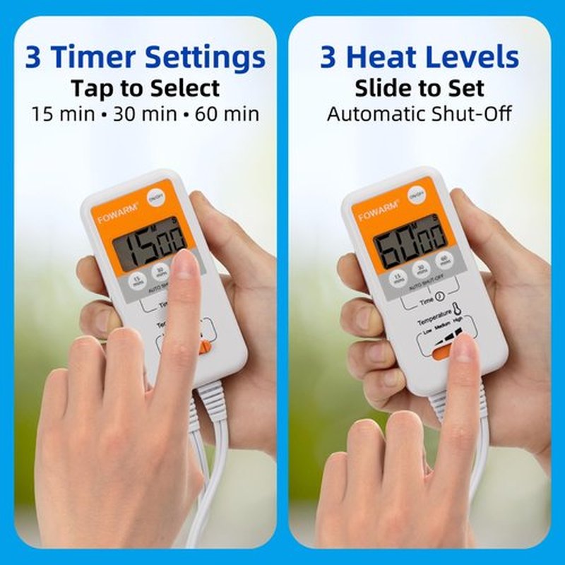 FOWARM Electric Hand Warmer, Heated Beauty Mitts, 3-Temp Levels & Timer, Digital Display, 7x10 Heated Glove for Arthritis Hand Deep Moisturizing, Heating Pad for Hands, Spa & Home Use