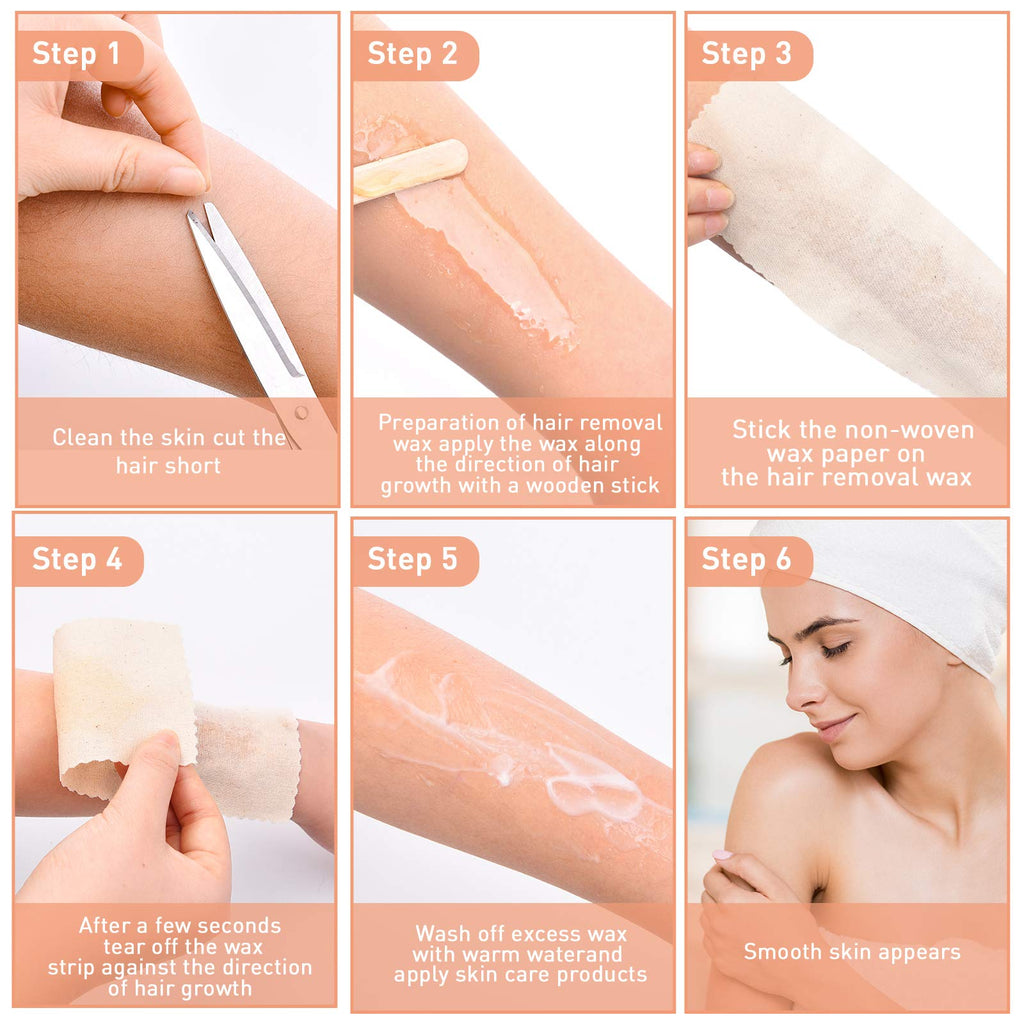 Maitys Hair Removal Kit: 250 Pieces Muslin Waxing Strips and Sticks for Body and Facial Hair Women Men