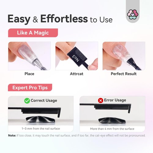 SAVILAND Cat Eye Magnet for Nails: 10PCS CatEye Gel Nail Polish Strong Nail Magnets Set 1000＋Styles Creation Magnetic Wand Quicker DIY Nail Art Tools for Enthusiasts Technicians Salon Home Studio
