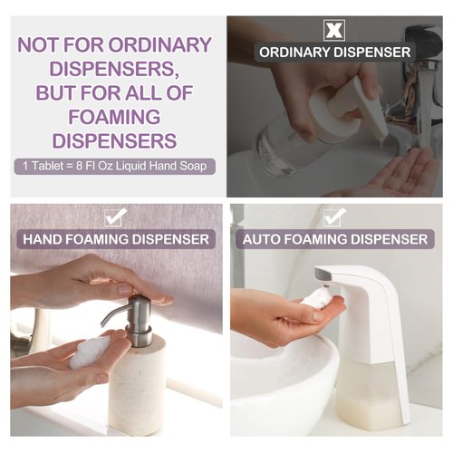 Foaming Hand Soap Refills, Foaming Soap Refill 12 Pcs(Make 12x8 fl oz Bottles), Plant-Based Foam Cleaner, Skin-Friendly Hand Wash Tablets, Vegan, Cleansing & Moisturizing, Lavender Scent