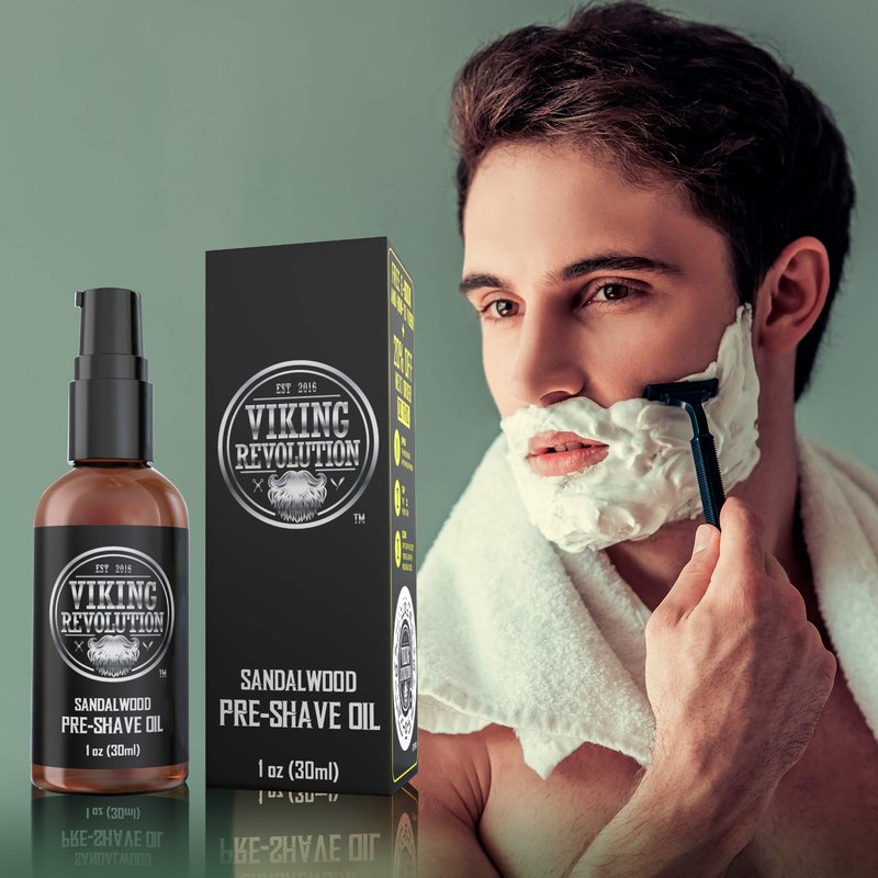 Viking Revolution Pre-Shave Oil for Men - Smooth & Irritation-Free Shave, 1 Fl Oz | Pack of 2