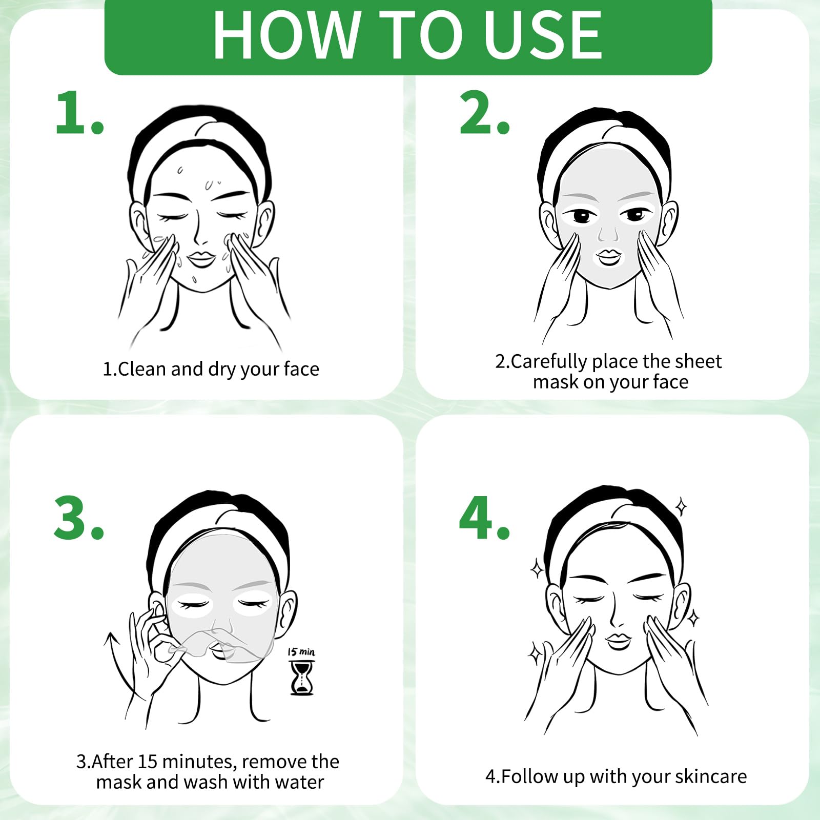 AOPEIBOTO Aloe Vera Face Mask Skincare, Hydrating Moisturizing Sheet Face Masks Pack with Hyaluronic Acid for Soothes & Moisturizes Skin, Pack of 10