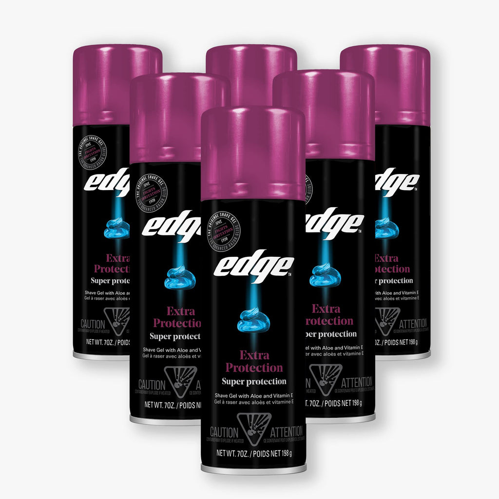 Edge Shaving Gel for Men, Extra Protection with Aloe, Vitamin E (6 Pack) - Shave Gel For Men That Moisturizes, Protects and Soothes To Help Reduce Skin Irritation