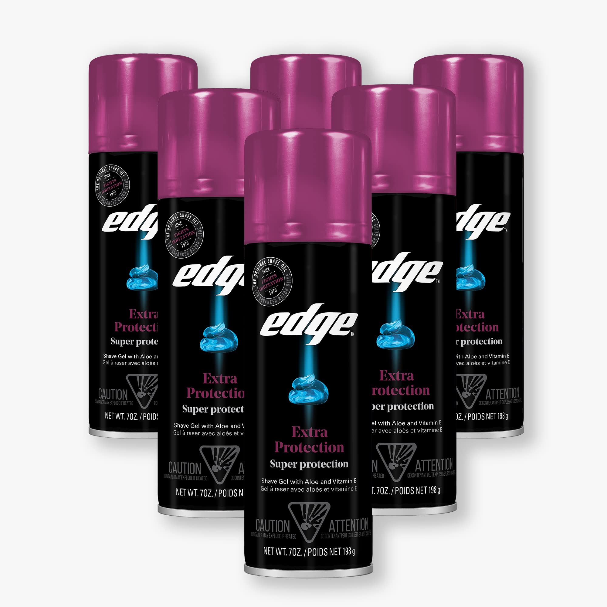 Edge Shaving Gel for Men, Extra Protection with Aloe, Vitamin E (6 Pack) - Shave Gel For Men That Moisturizes, Protects and Soothes To Help Reduce Skin Irritation