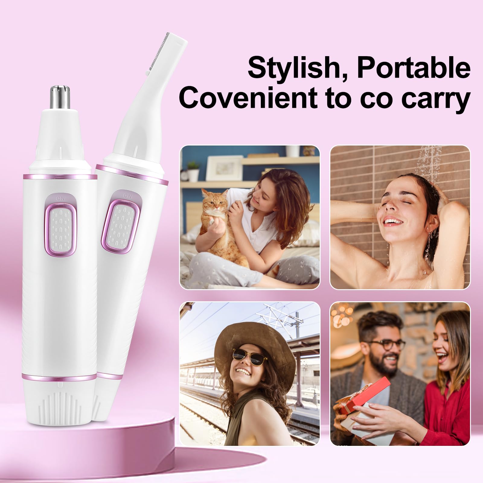 AREYZIN Nose Hair Trimmer for Women-2025 Professional Painless Eyebrow Trimmer and Nose Trimmer Facial Hair Removal Nasal Hair Clippers Professional, Easy to Clean, Dual-Edge Blade,White