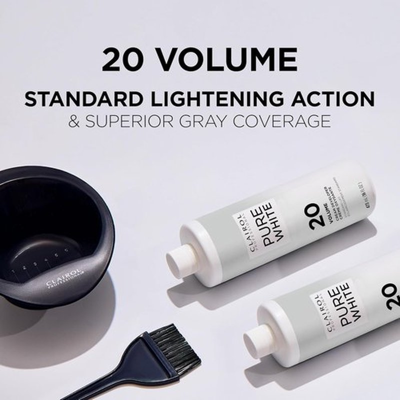 Clairol Professional Pure White 20 Volume Hair Developer - Ideal for Lightening & Gray Coverage