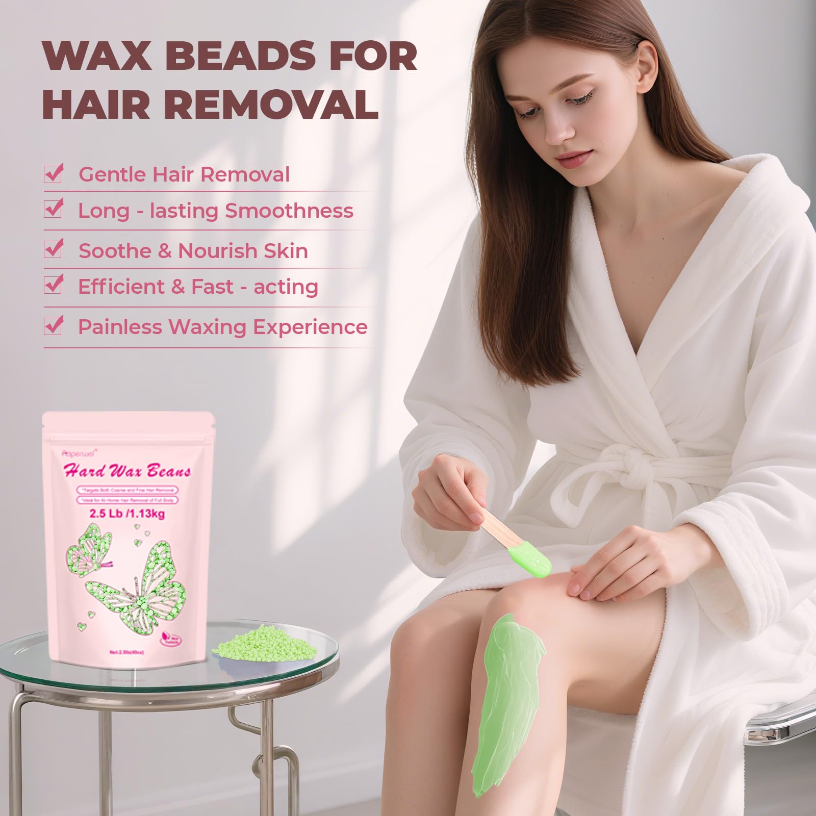 Auperwel 120g Wax Nose Hair Remover Kit - Includes 30 Applicators for Quick & Painless Waxing, Perfect for Men and Women, Long Lasting 20-30 Uses - Pink