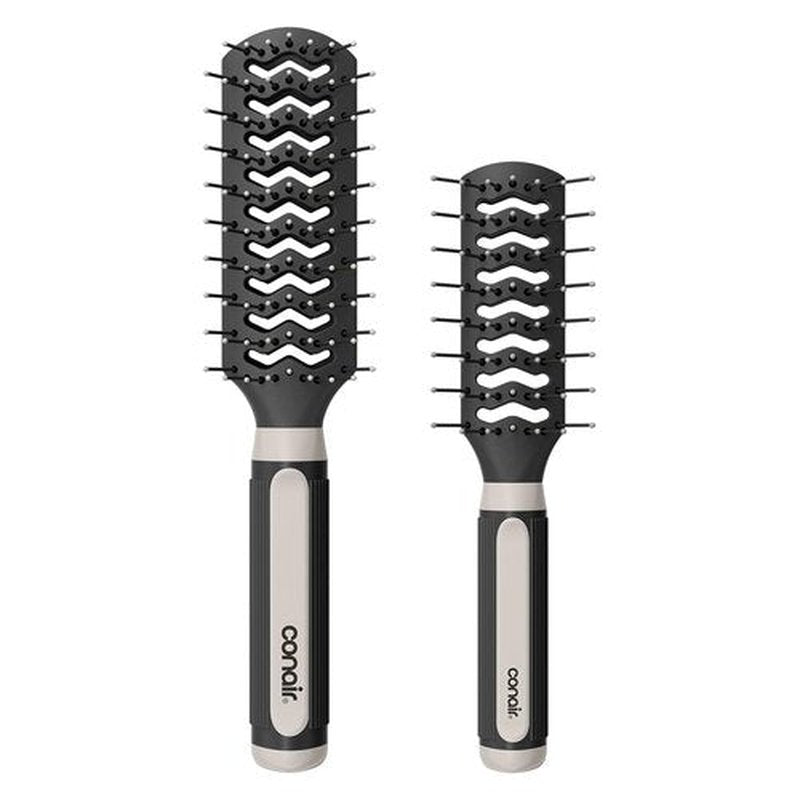 Conair Grip & Lift Vent Hairbrush Set - Full-Size & Mid-Size Nylon Bristle Brushes for Blowout Styling