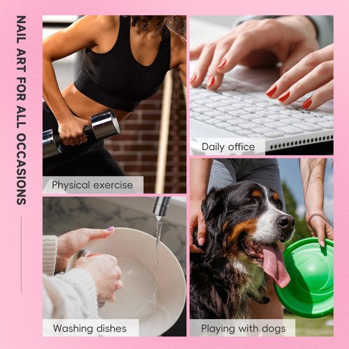 CUZIAM 150pcs Pink Cat Eye Press on Nails Short Square set, 5 Color Neon Hot Pink Galaxy Magnetic Gel Nails with Heart Nail Stickers for Valentine's Day, Pre-Builded Fake Nails Manicure Kit for Women