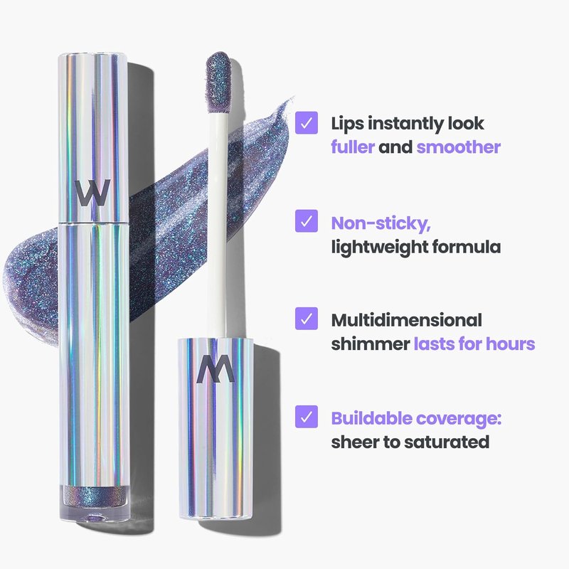 Wonderskin Lip Gloss - Hydrating High Shine Finish Lip Makeup | Blue Glitter