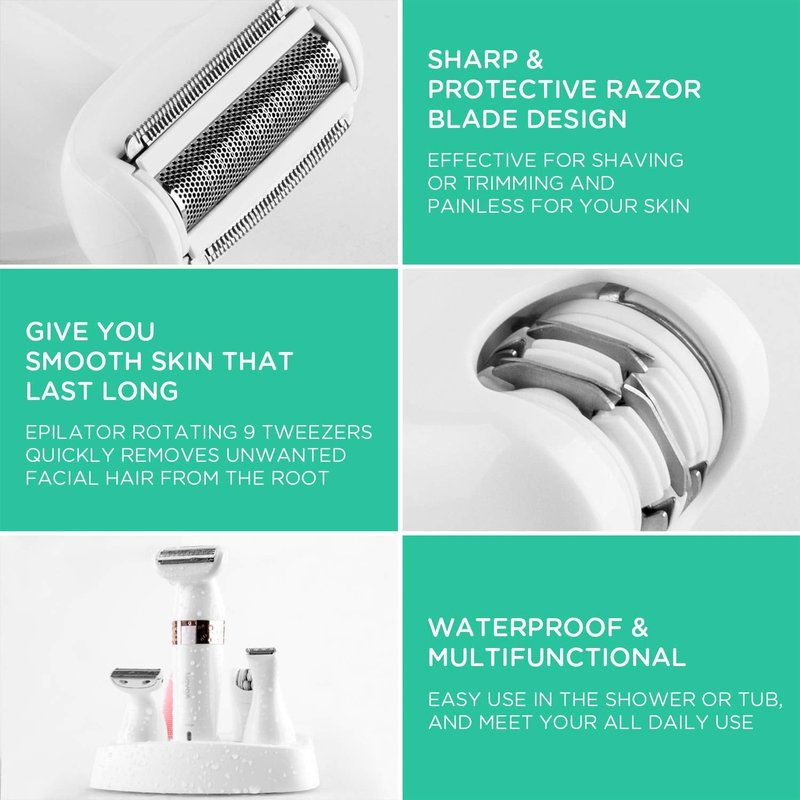 VOYOR Electric Shaver - 5-in-1 Women's Bikini Trimmer & Hair Remover | Cordless, Waterproof, Rechargeable