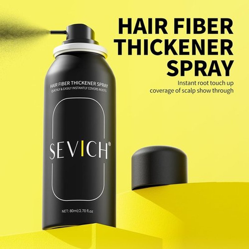 Sevich Hair Fiber Spray - Instant Hair Thickening Solution for Men & Women | Waterproof, Natural Look, 80ml Dark Brown