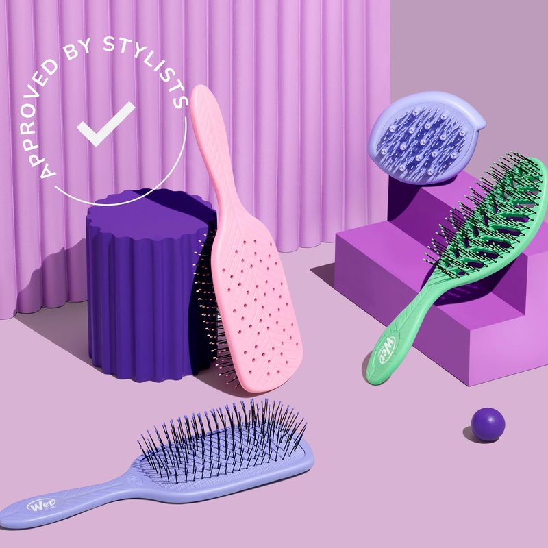Wet Brush Go Green Mini Detangler, Purple - Detangling Travel Hair Brush - Ultra-Soft IntelliFlex Bristles Glide Through Tangles & Gently Loosens Knots While Minimizing Pain & Breakage (Pack of 2)