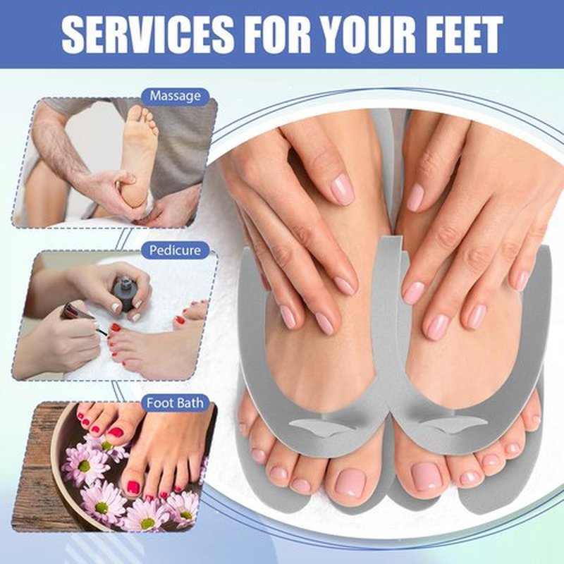 JaGely 100 Pairs Disposable Pedicure Slippers Bulk EVA Disposable Flip Flops Kit Pedicure Spa Sandals Guest Slippers Spa for Adult Foot Nail Salon Party Supplies Travel Hotels Home(Grey)