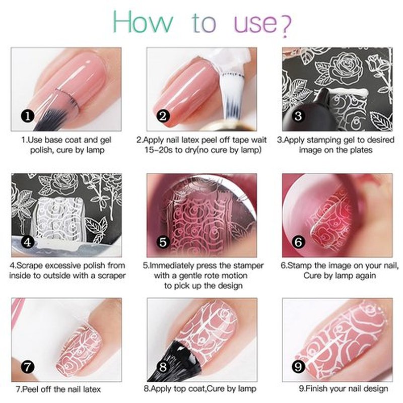 SEISSO Stamping Nail Polish Gels, 12 Colors Stamping Gels 0.25 Fl Oz Soak Off Printed Gel UV Stamp Nail Gel for Nail Stamp Plate Stamper DIY Nail Art Design