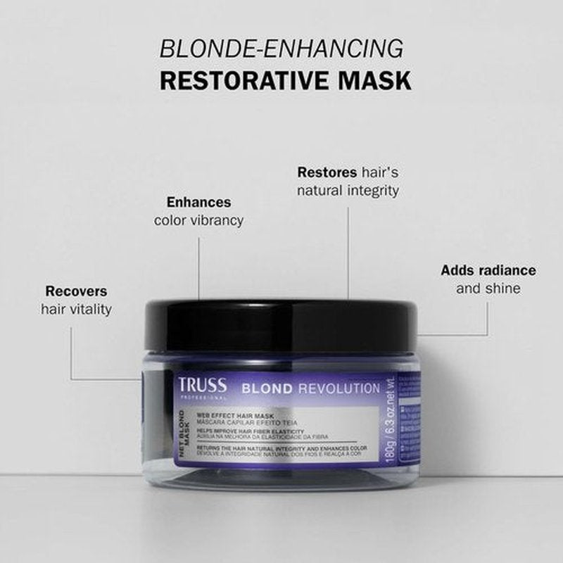 Truss Blond Revolution Net Blond Hair Mask - Color-Enhancing Repair for Vibrant Shine | 6.3 oz