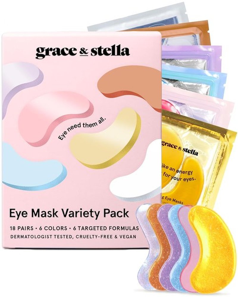 Grace & Stella Under Eye Mask Variety Pack - 18 Pairs of Gel Patches for Dark Circles | 6 Colors - Perfect Mother's Day Gift for Women