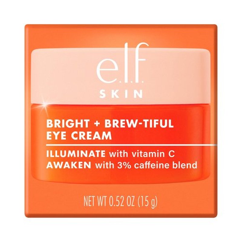 e.l.f. SKIN Bright + Brew-tiful Eye Cream, Helps Brighten Appearance Of Undereye Dark Circles & Repair Puffiness, Vegan & Cruelty-Free